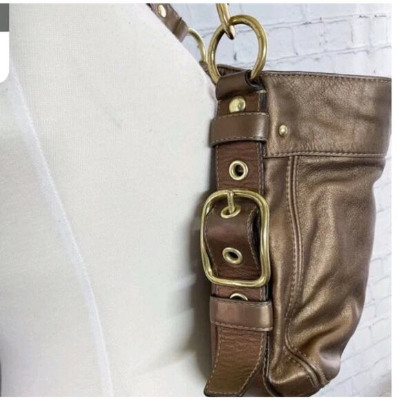 COACH ZOE BRONZE LEATHER GOLD LARGE HOBO SHOULDER BAG VINTAGE # 12664 Y2K - Picture 4 of 8